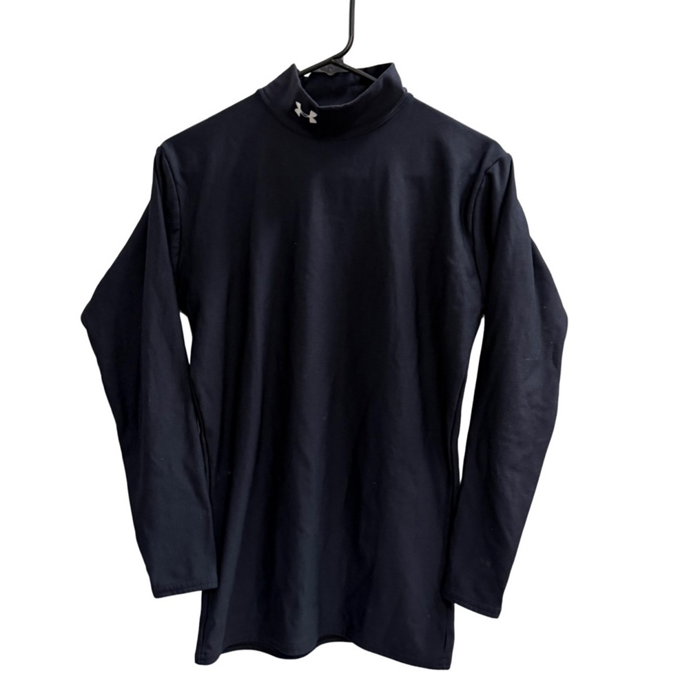 UNDER ARMOUR Coldgear Mock Neck Long Sleeve Base Layer Shirt Black Size Large